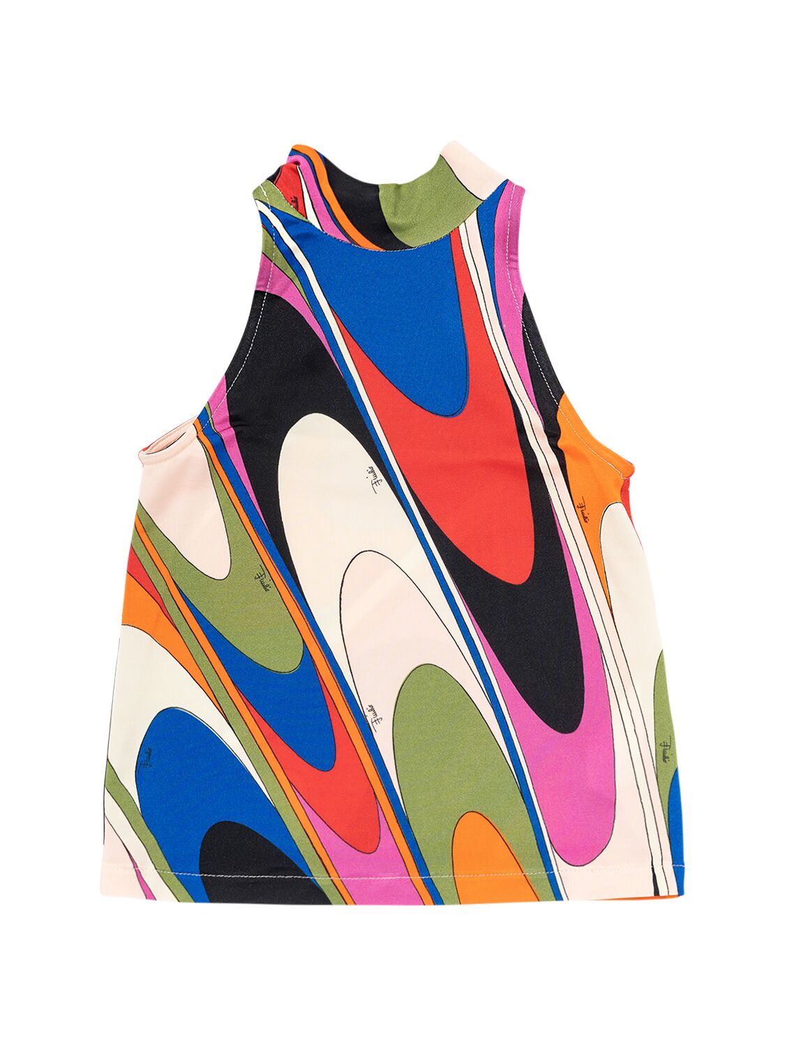 Pucci Kids' 印花粘胶纤维平纹针织绕颈上衣 In Multicolor