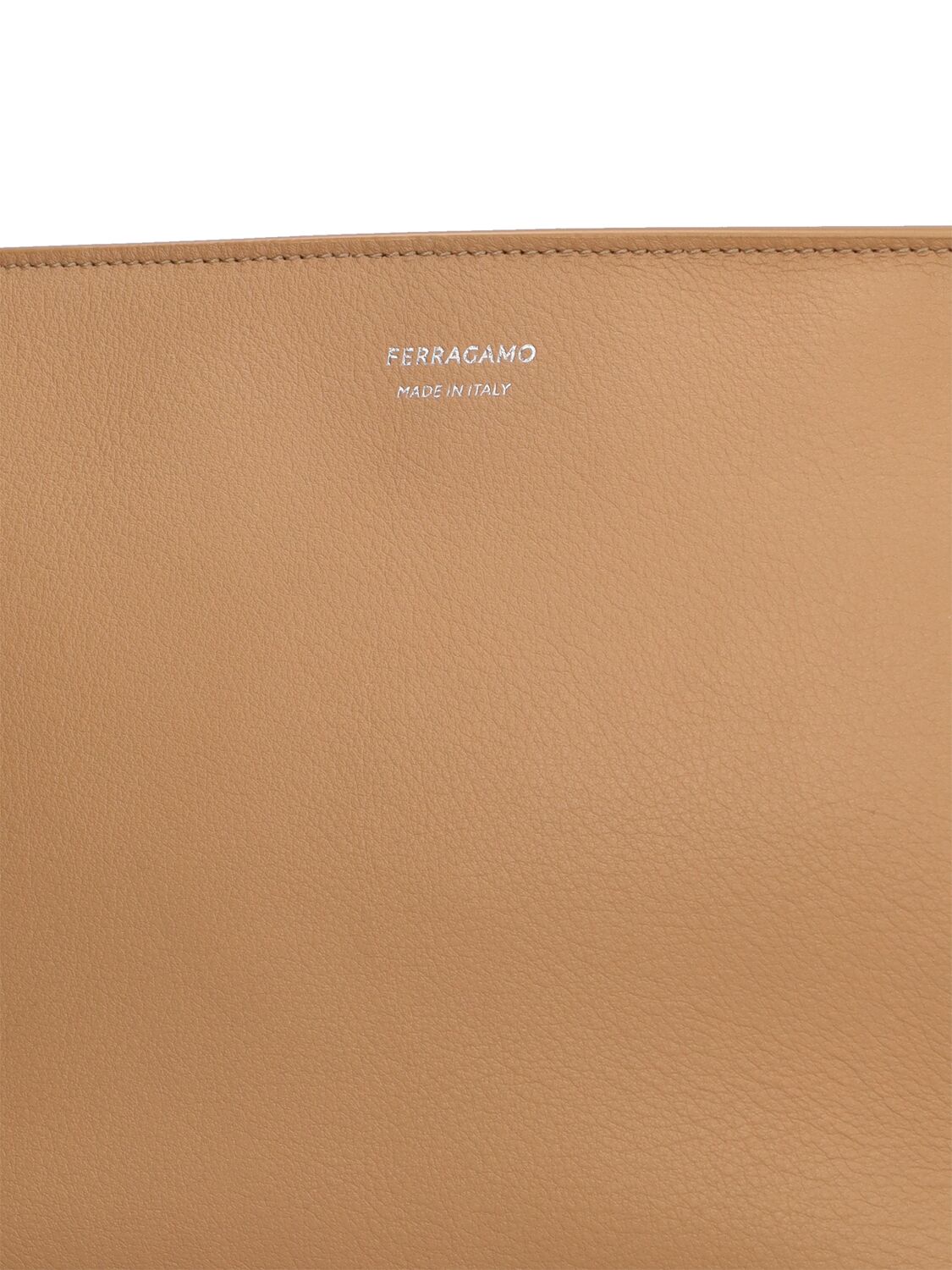 Shop Ferragamo Star Logo Leather Pouch In Light Camel