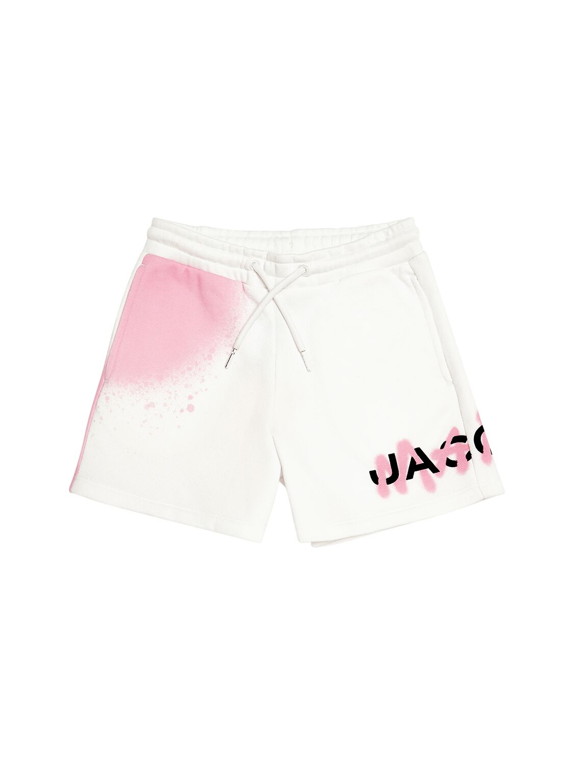 Marc Jacobs Kids' Cotton Blend Terry Shorts In White,pink