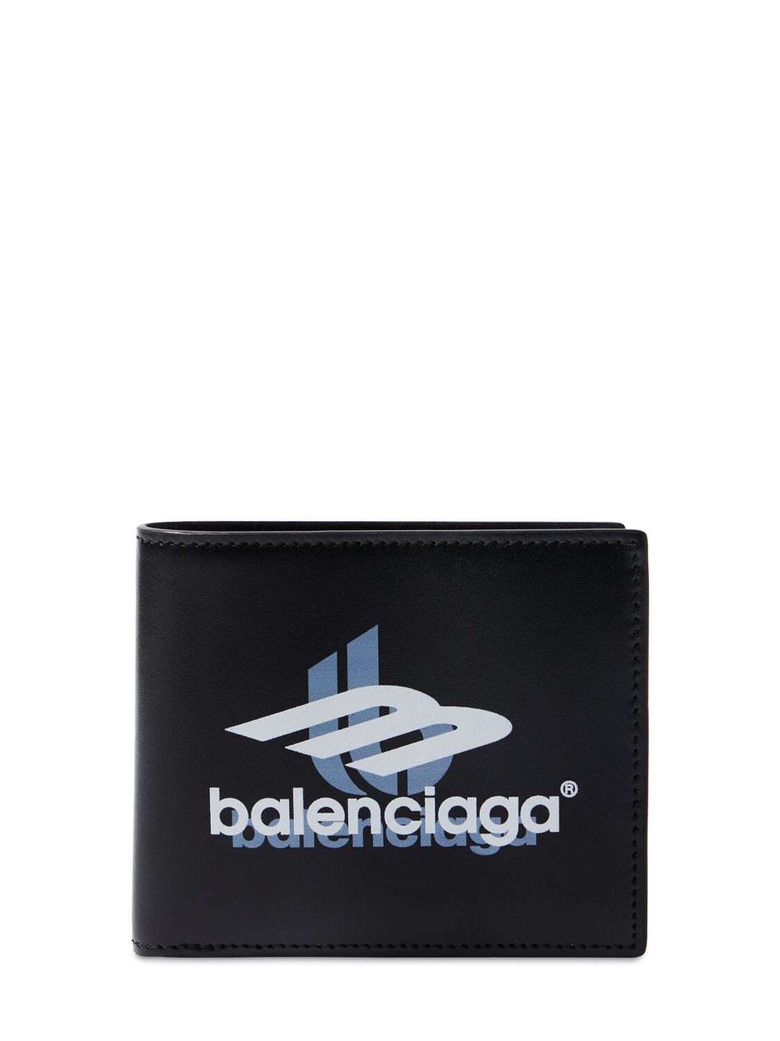 Balenciaga Square Leather Folded Wallet In Black