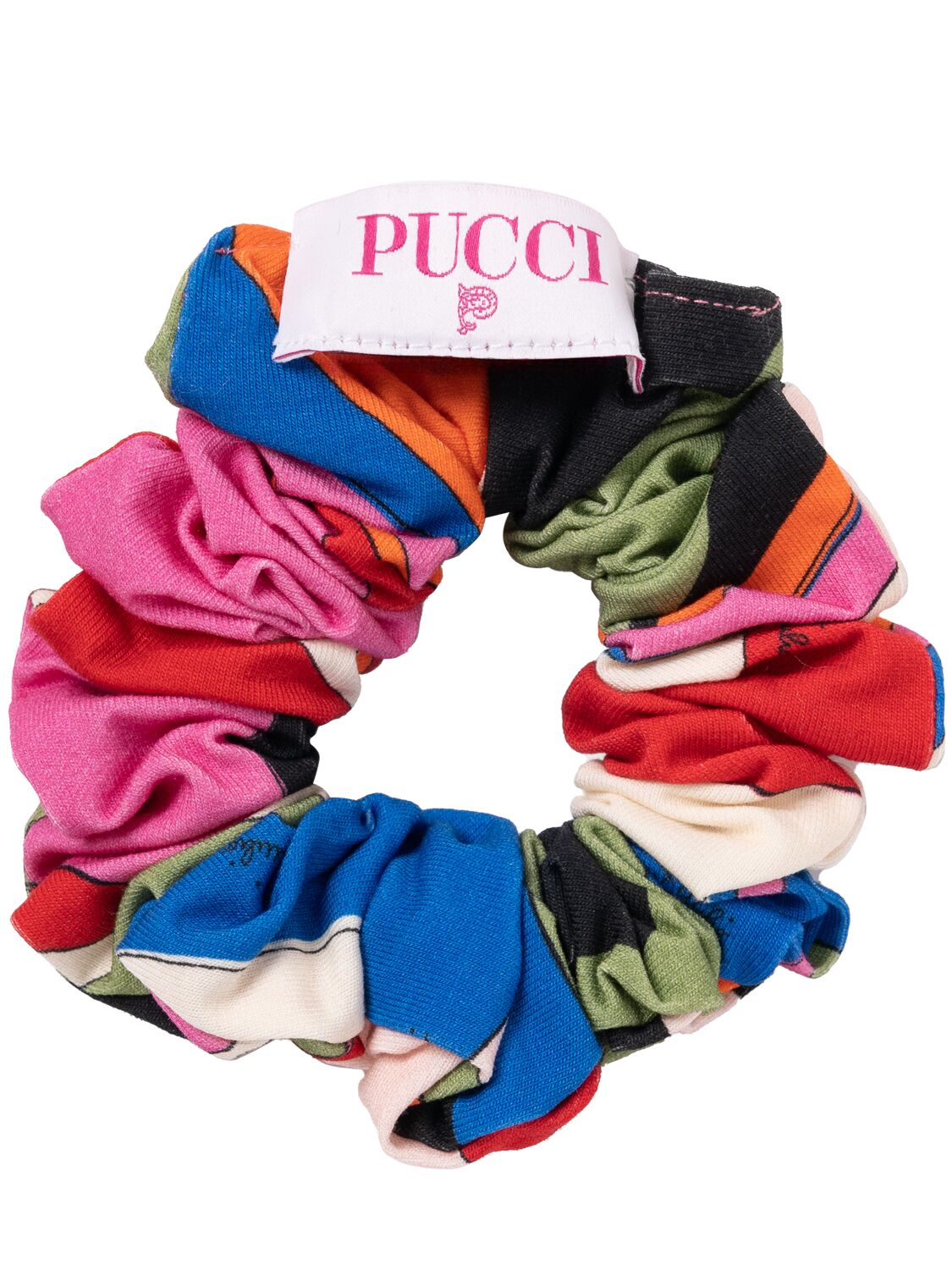 Shop Pucci Printed Cotton Jersey Scrunchie In Multicolor