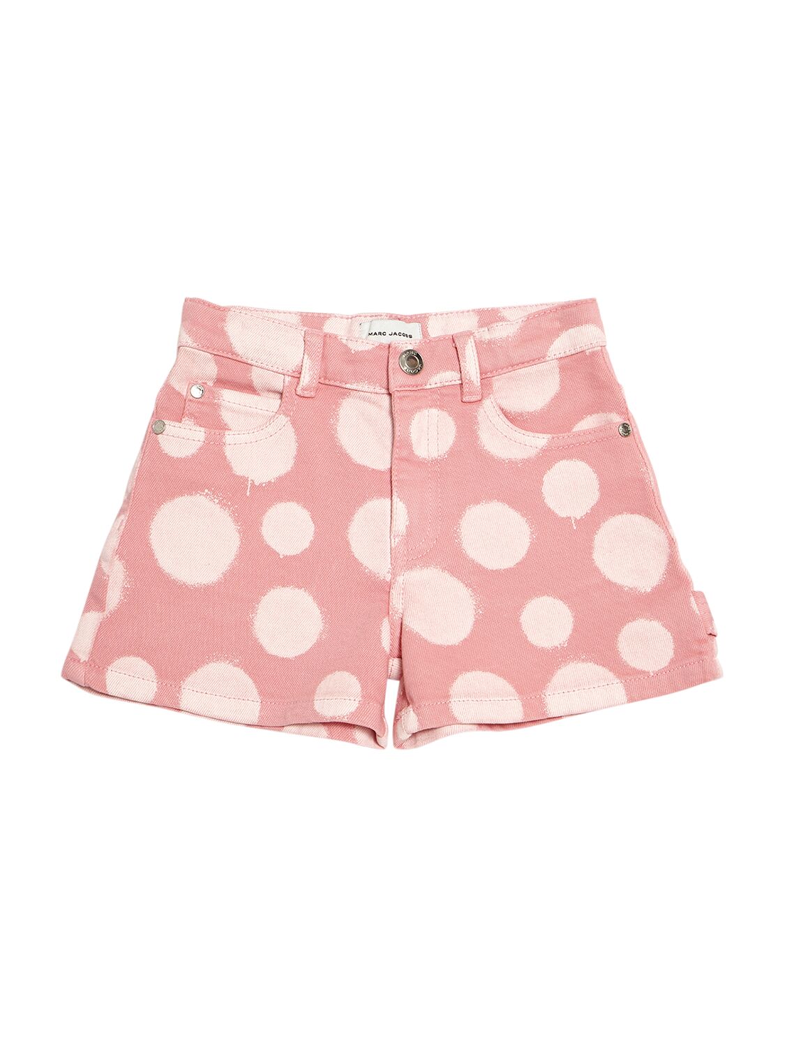 Marc Jacobs Kids' Printed Denim Twill Shorts In Pink