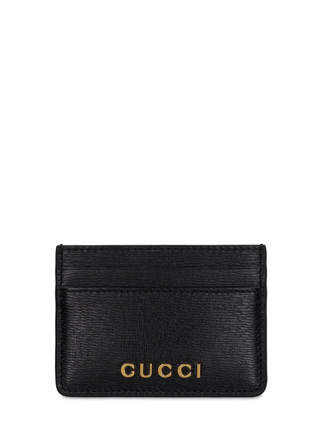 Gucci Script Leather Card Holder In Black