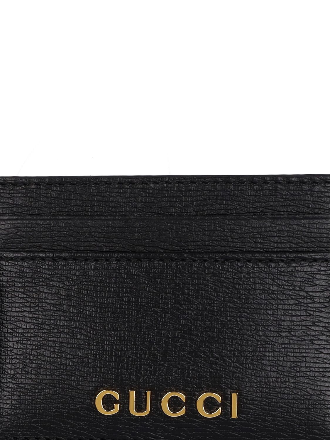 Shop Gucci Script Leather Card Holder In Black
