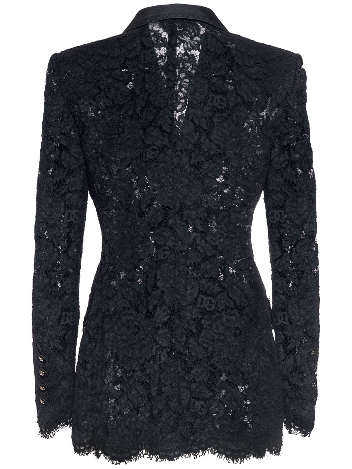 Shop Dolce & Gabbana Floral & Dg Lace Tuxedo Jacket In Black