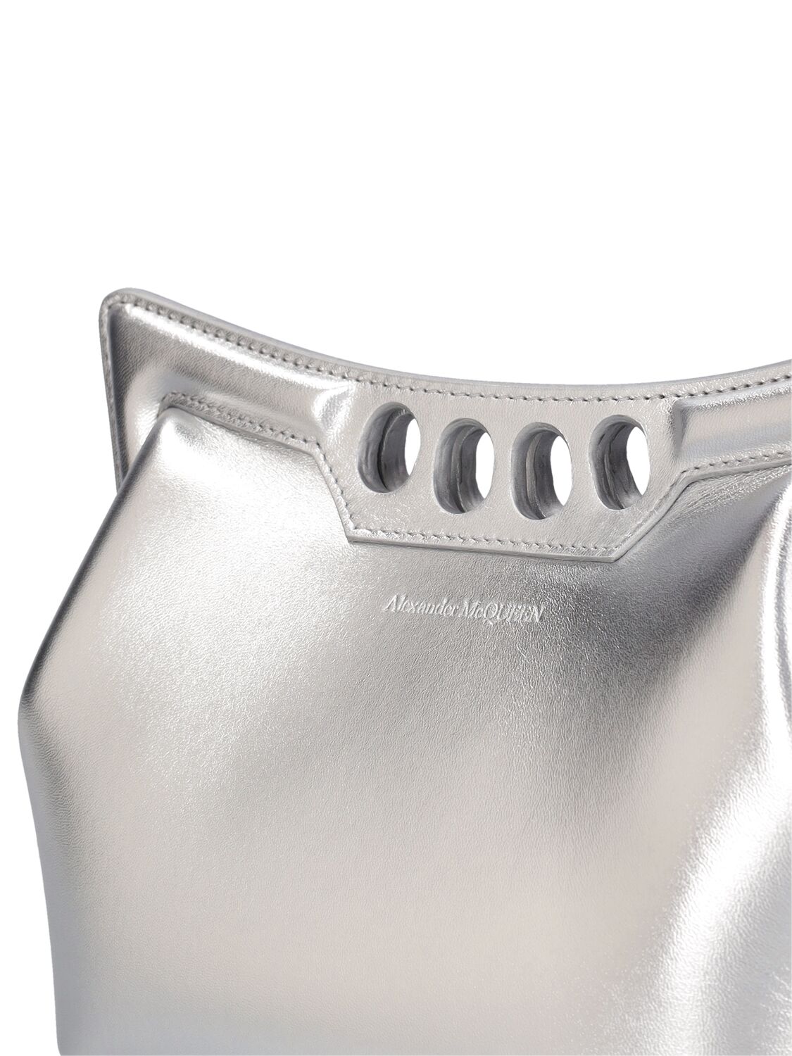 Shop Alexander Mcqueen The Mini Peak Leather Shoulder Bag In Silber