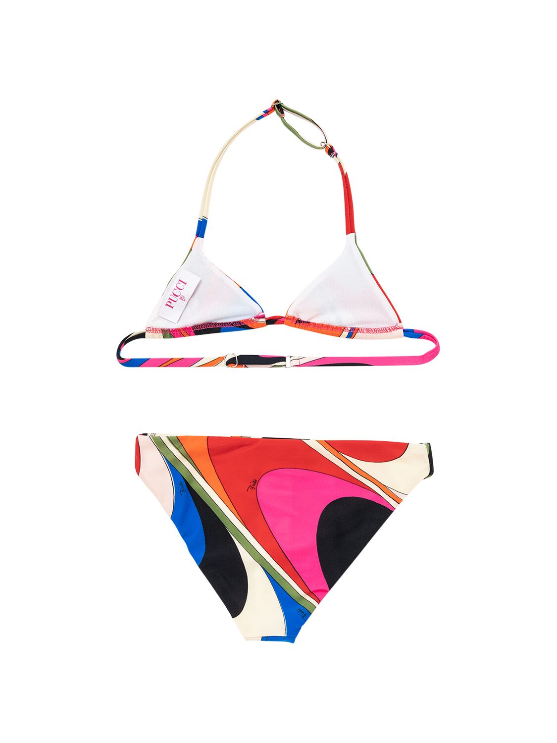 Shop Pucci Printed Lycra Triangle Bikini Set In Multicolor