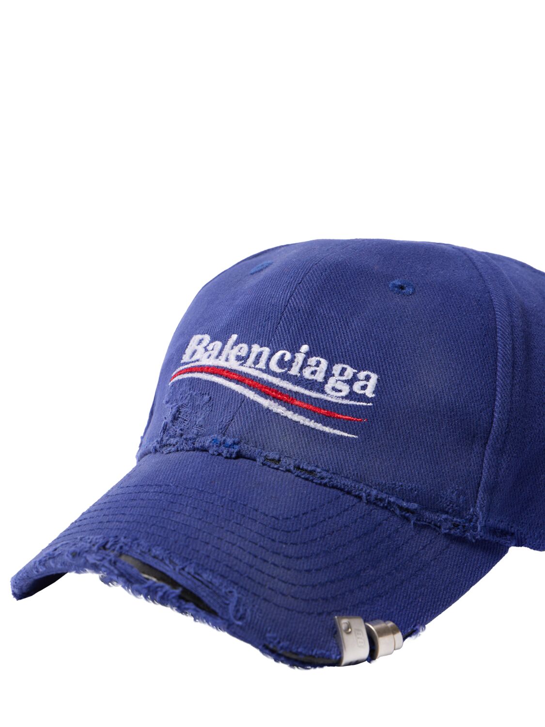 Shop Balenciaga Political Cotton Drill Cap In Sapphire