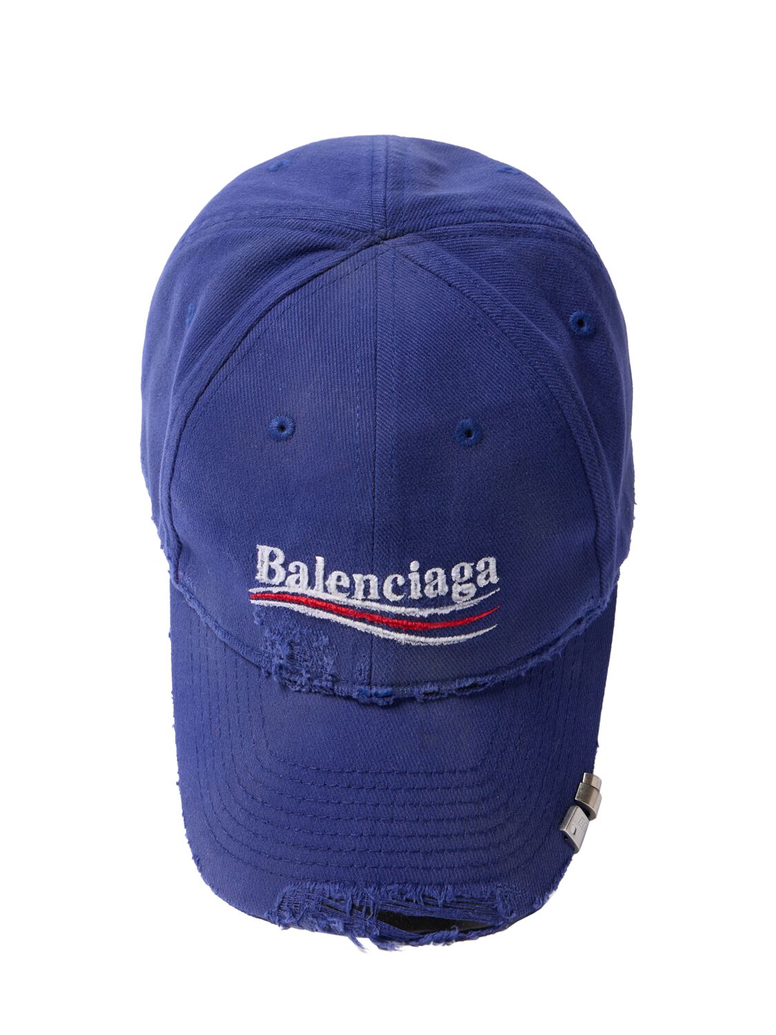 Shop Balenciaga Political Cotton Drill Cap In Sapphire