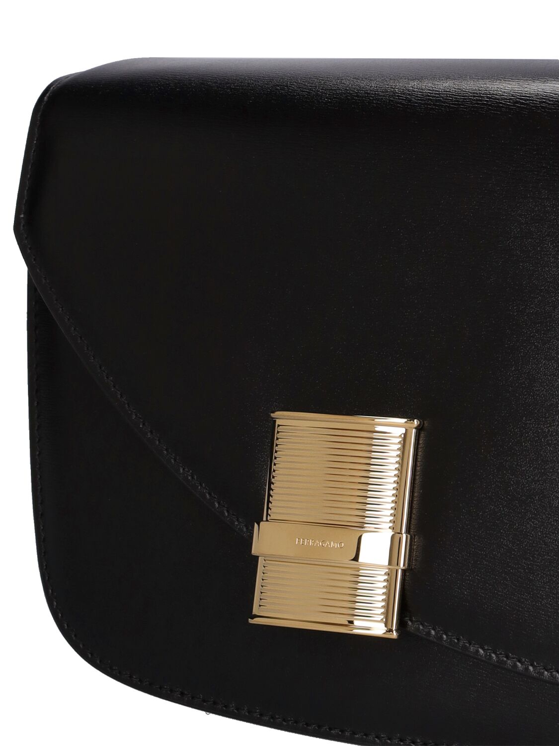 Shop Ferragamo Small Fiamma Leather Shoulder Bag In Black