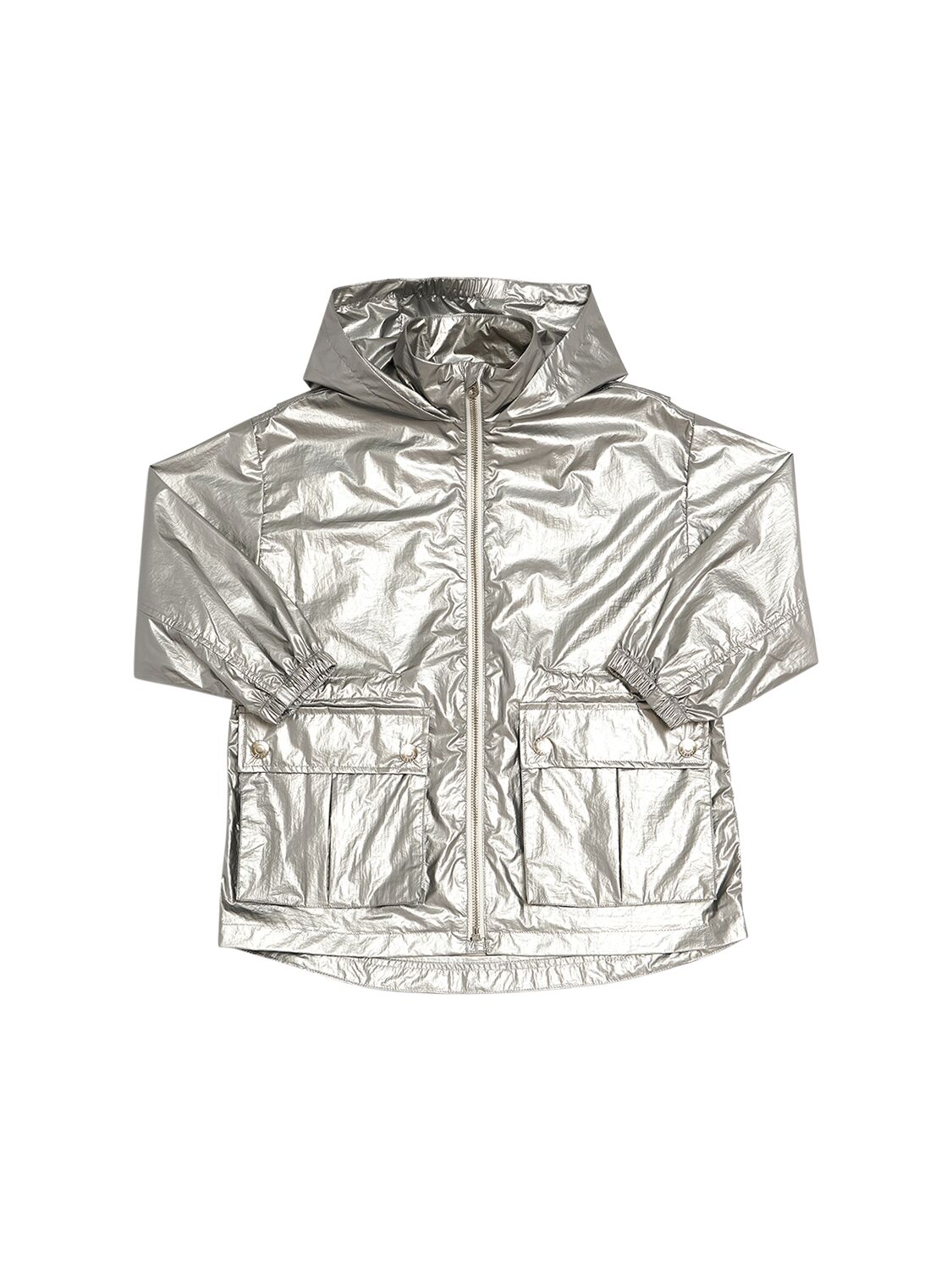 Marc Jacobs Kids' Nylon Hooded Windbreaker In Silver
