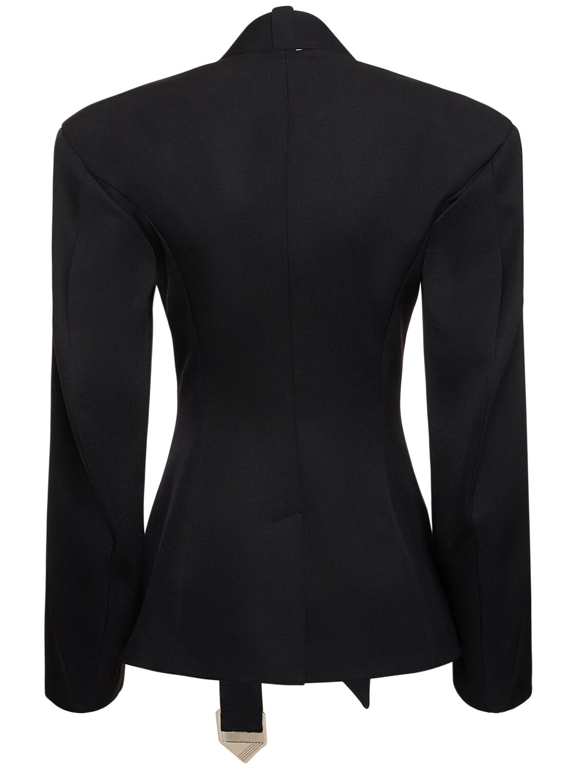 Shop Attico Gabardine Belted Single Breasted Blazer In Black