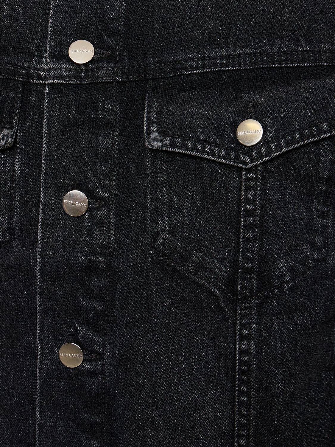 Shop Ferragamo Stonewashed Cotton Denim Jacket In 블랙