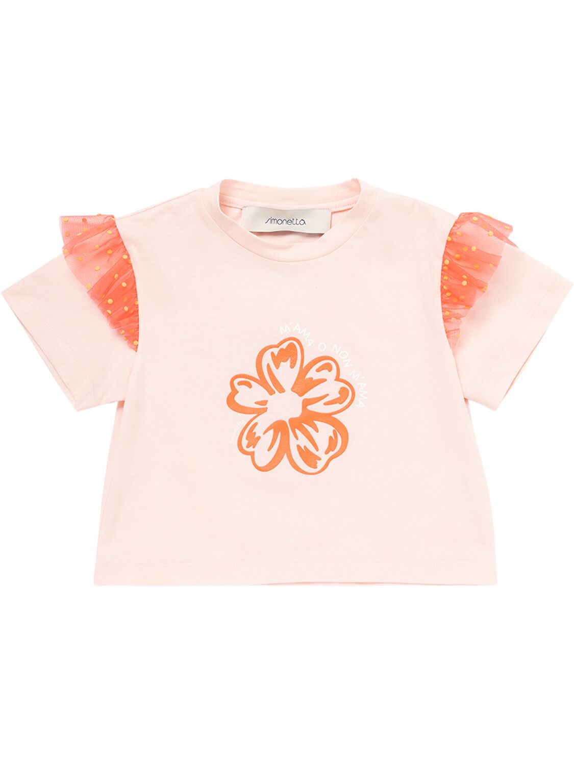 Simonetta Kids' Cotton Jersey & Tulle T-shirt In Pink