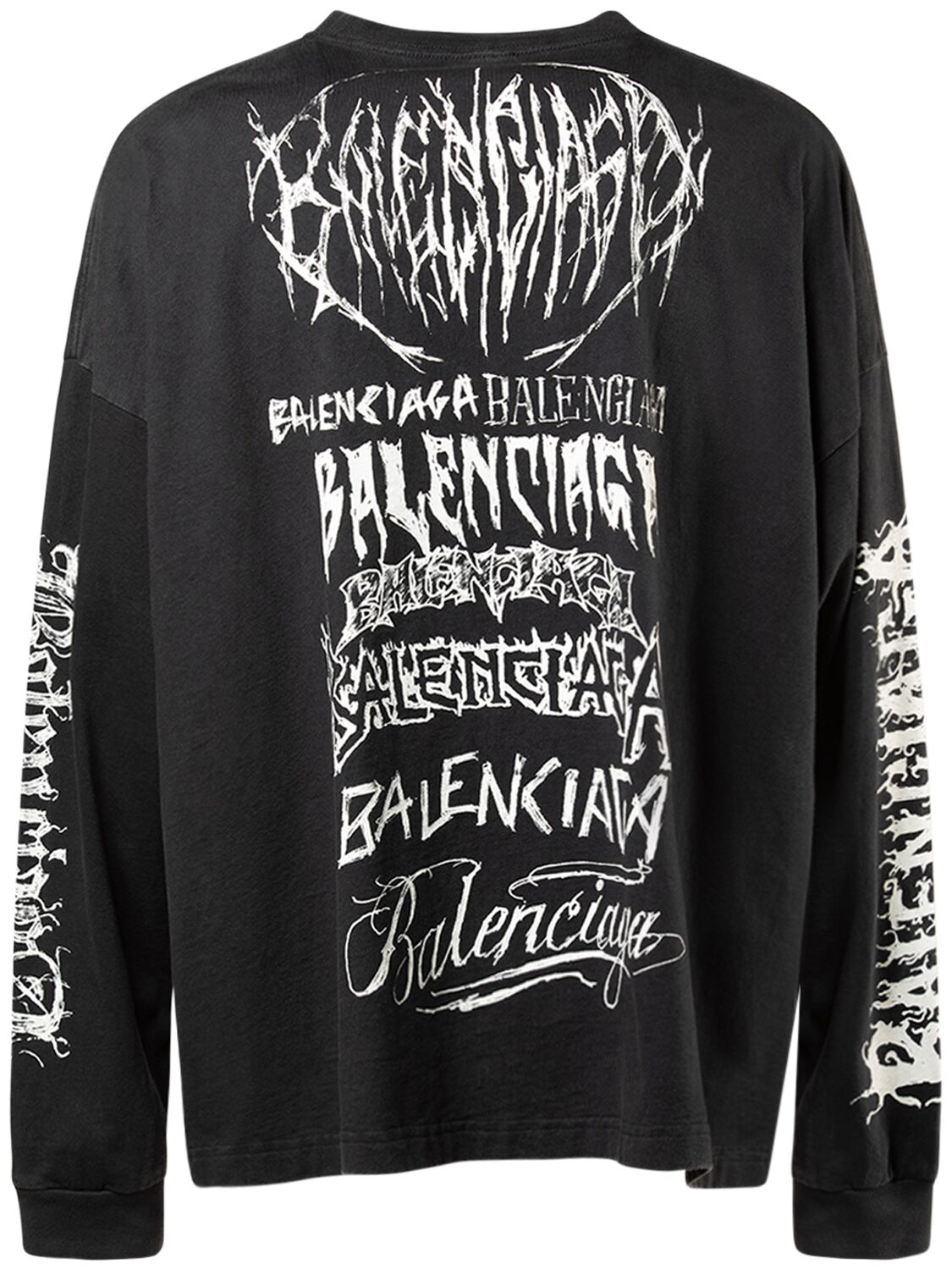 Shop Balenciaga Lny Metal Cotton T-shirt In Washed Black