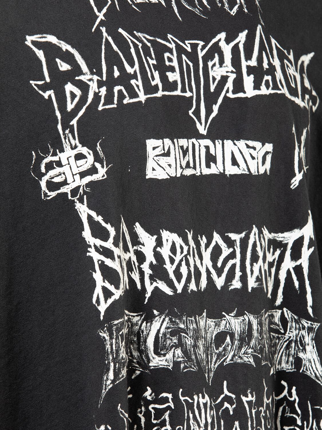 Shop Balenciaga Lny Metal Cotton T-shirt In Washed Black