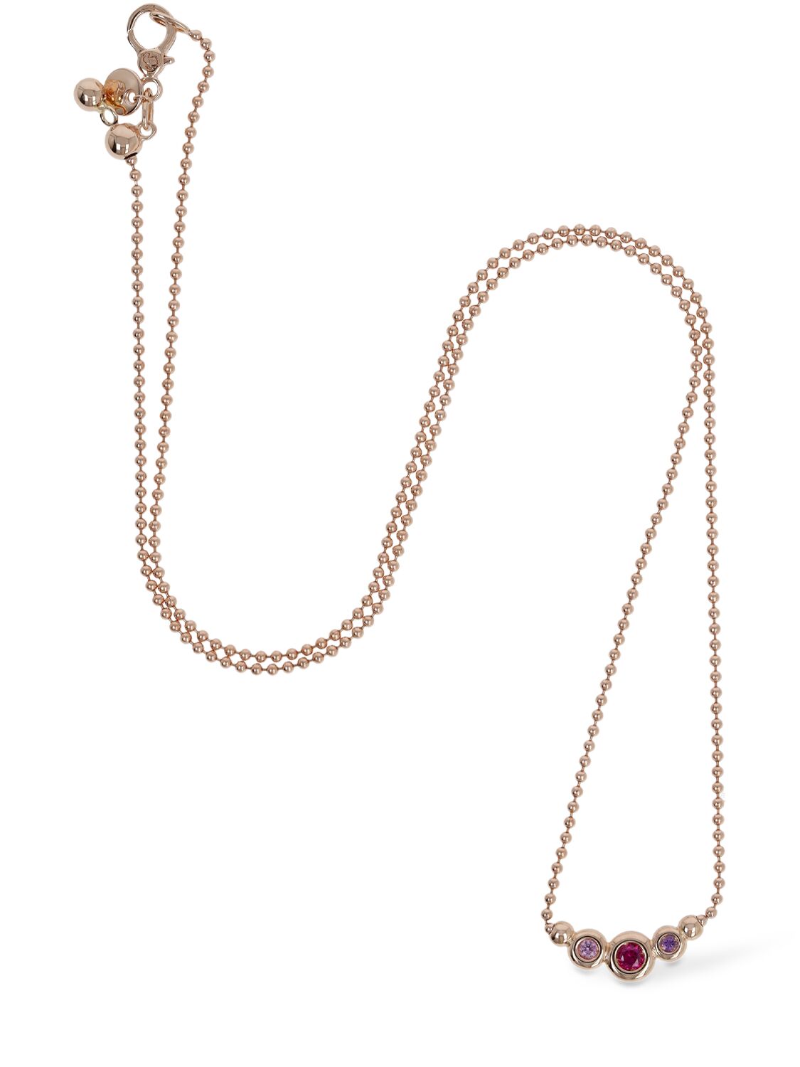 Shop Dodo 9kt Rose Gold Bollicine Ruby Necklace In Gold,fuchsia