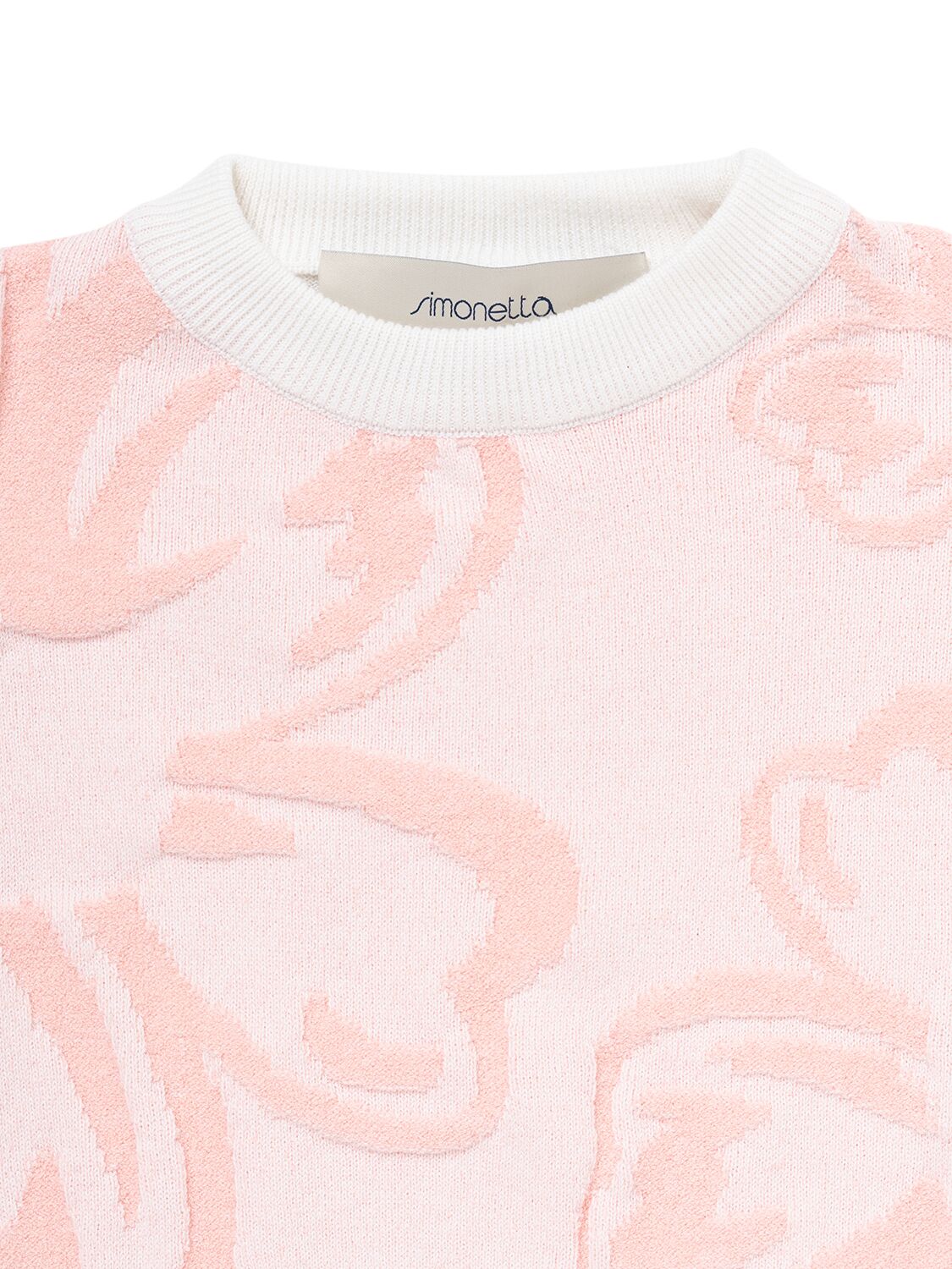 Shop Simonetta Cotton Blend Knit Sweater In White,pink