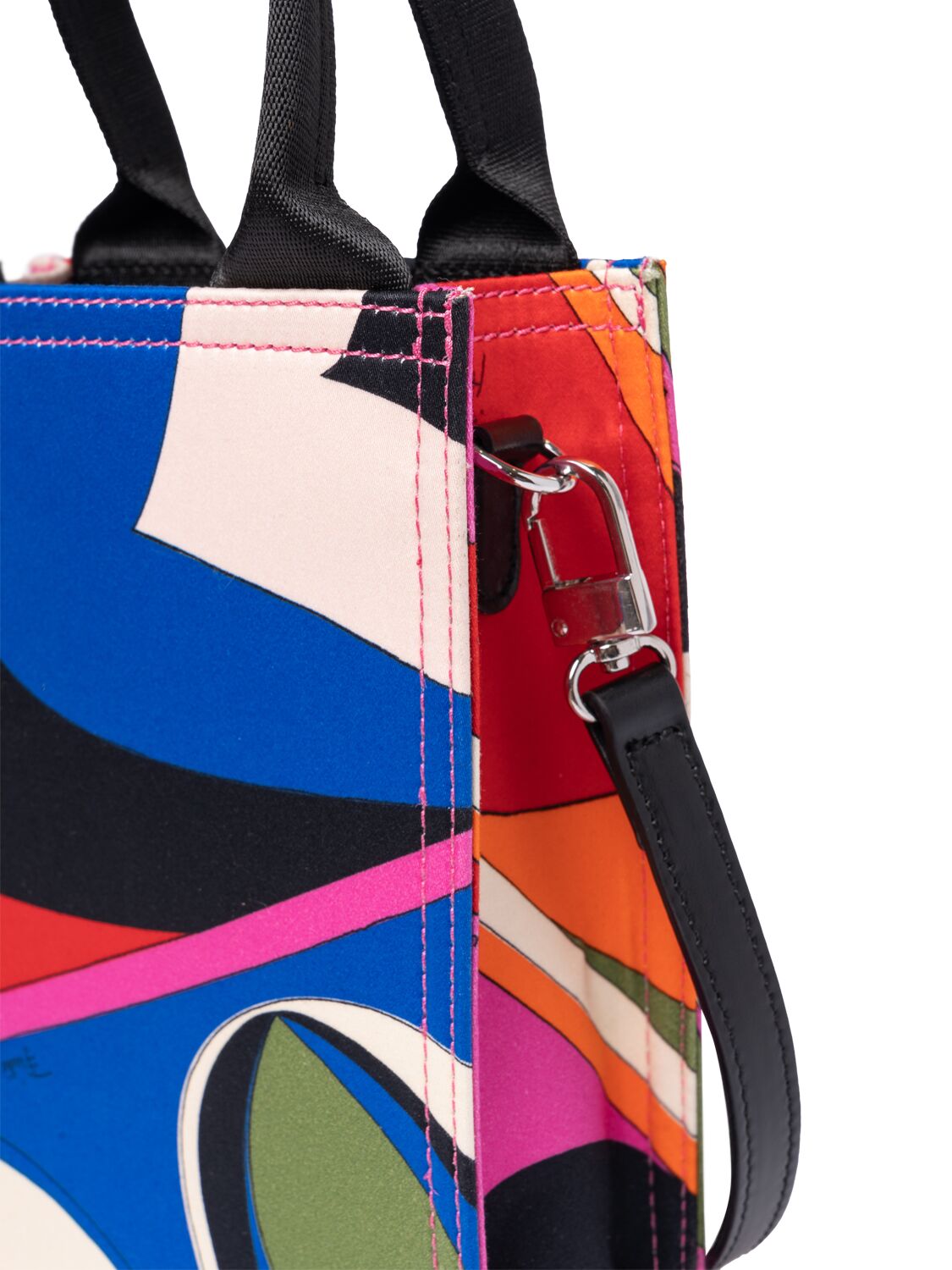 Shop Pucci Printed Cotton Satin Shoulder Bag In Multicolor