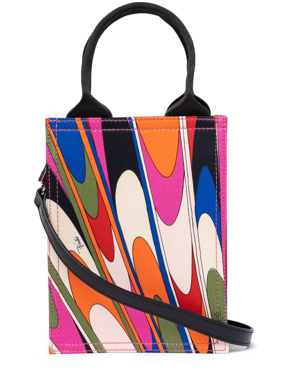 Shop Pucci Printed Cotton Satin Shoulder Bag In Multicolor