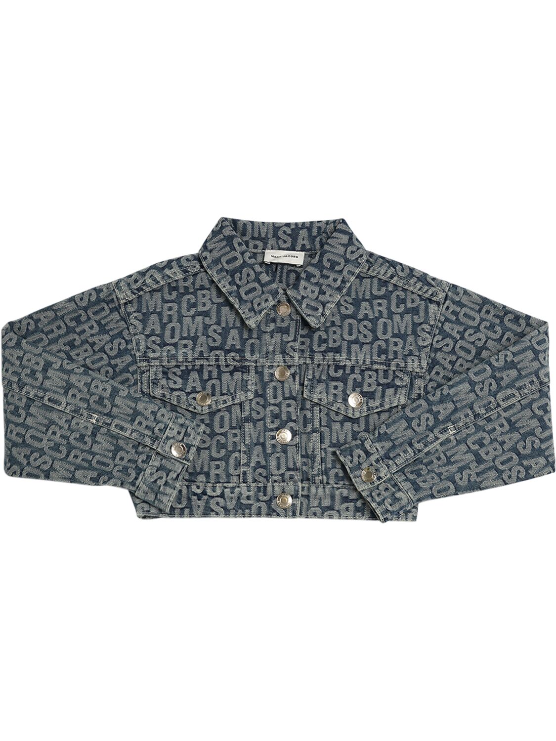 Marc Jacobs Kids' Cotton Denim Jacquard Cropped Jacket In Blue