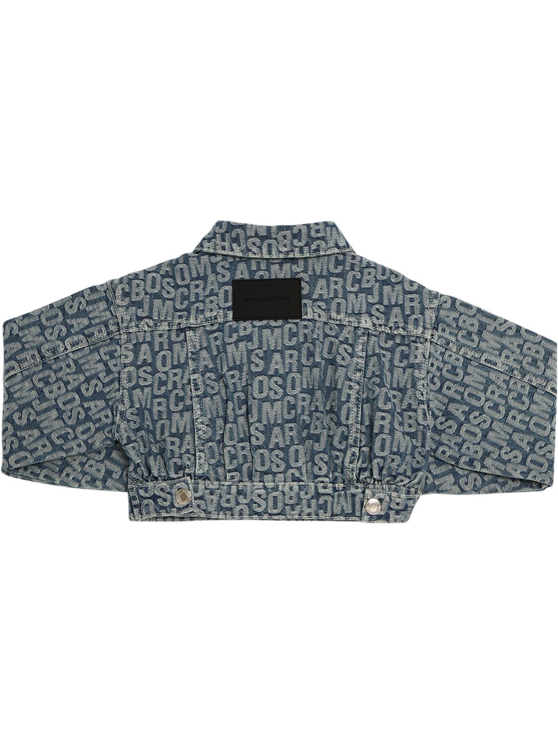 Shop Marc Jacobs Cotton Denim Jacquard Cropped Jacket In Blue