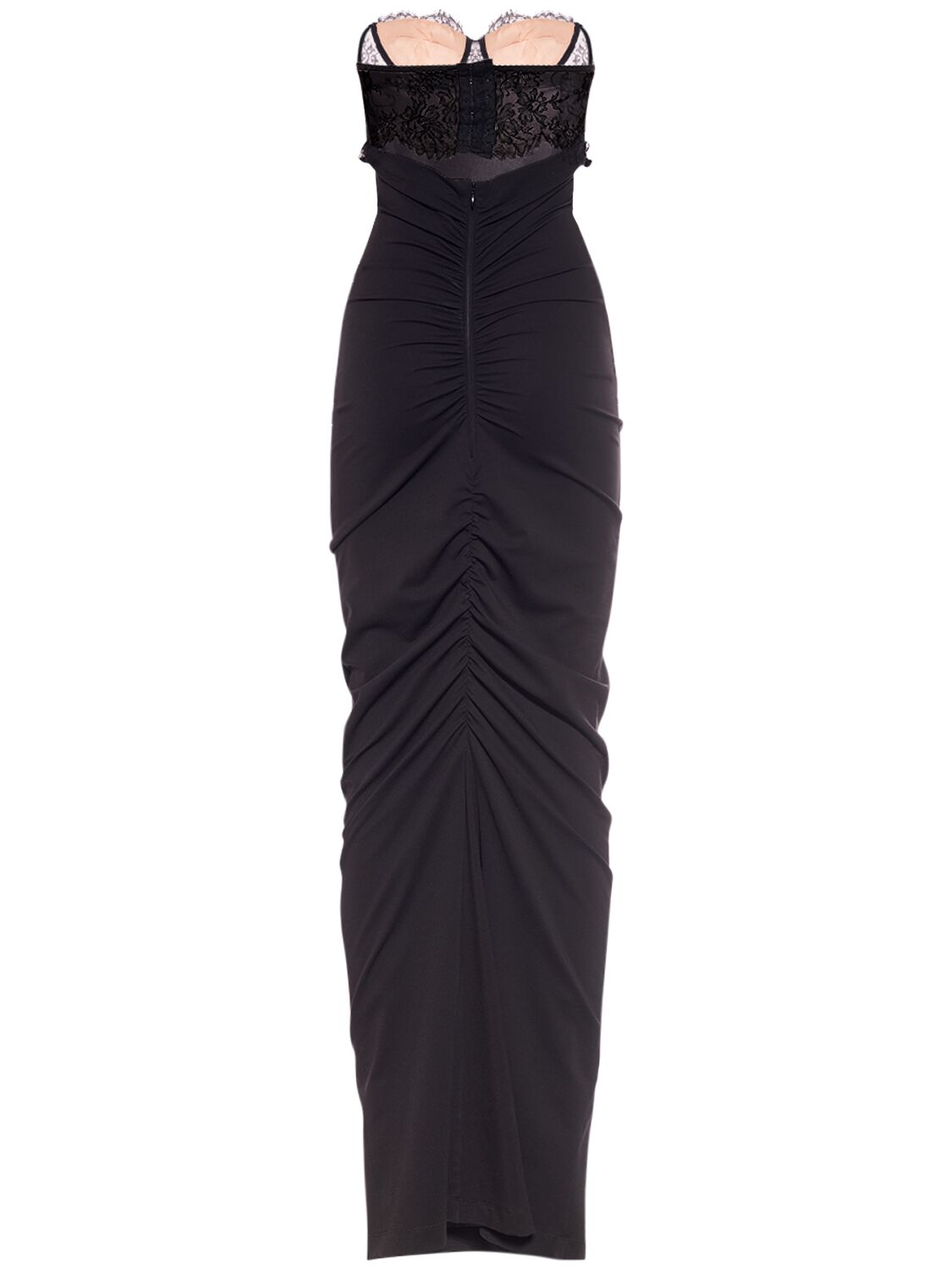 Shop Dolce & Gabbana Stretch Jersey Strapless Long Dress In Black