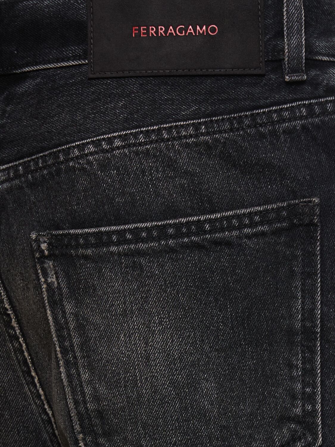 Shop Ferragamo Stonewashed Cotton Denim Jeans In 블랙