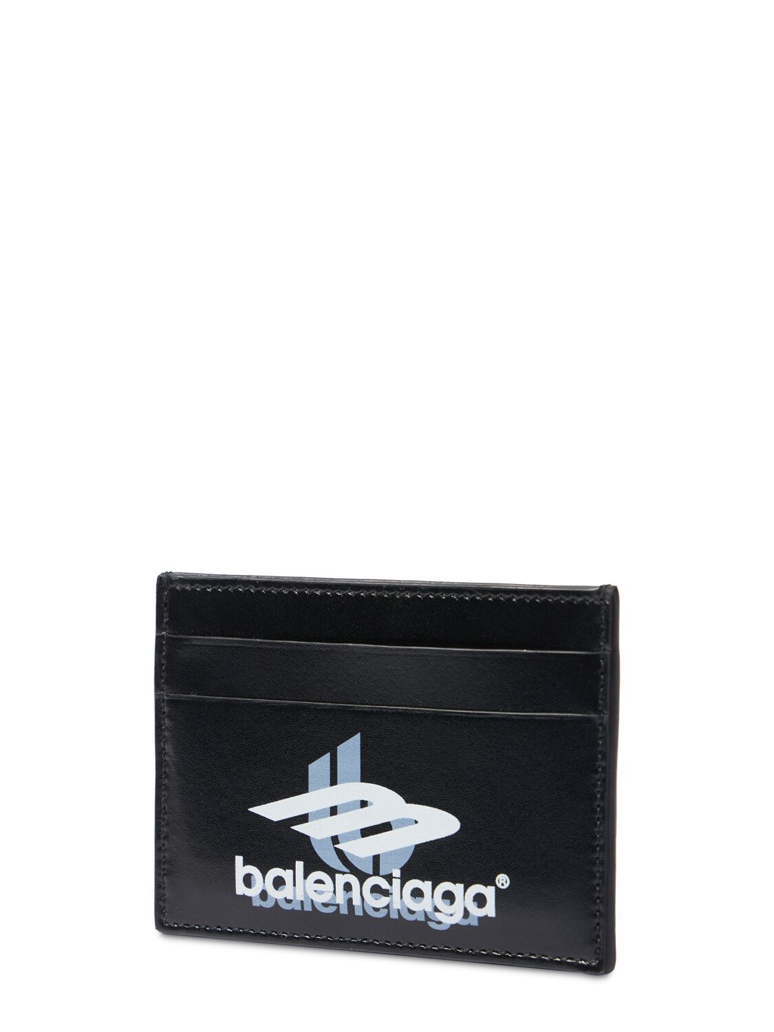 Shop Balenciaga Square Leather Card Holder In Black