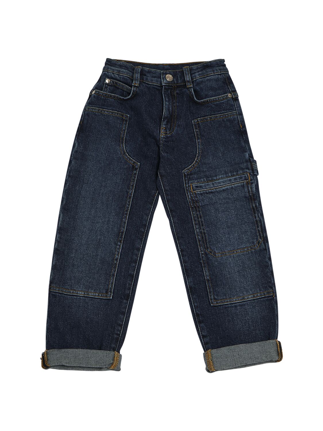 Marc Jacobs Kids' Denim Cargo Jeans In Dark Blue