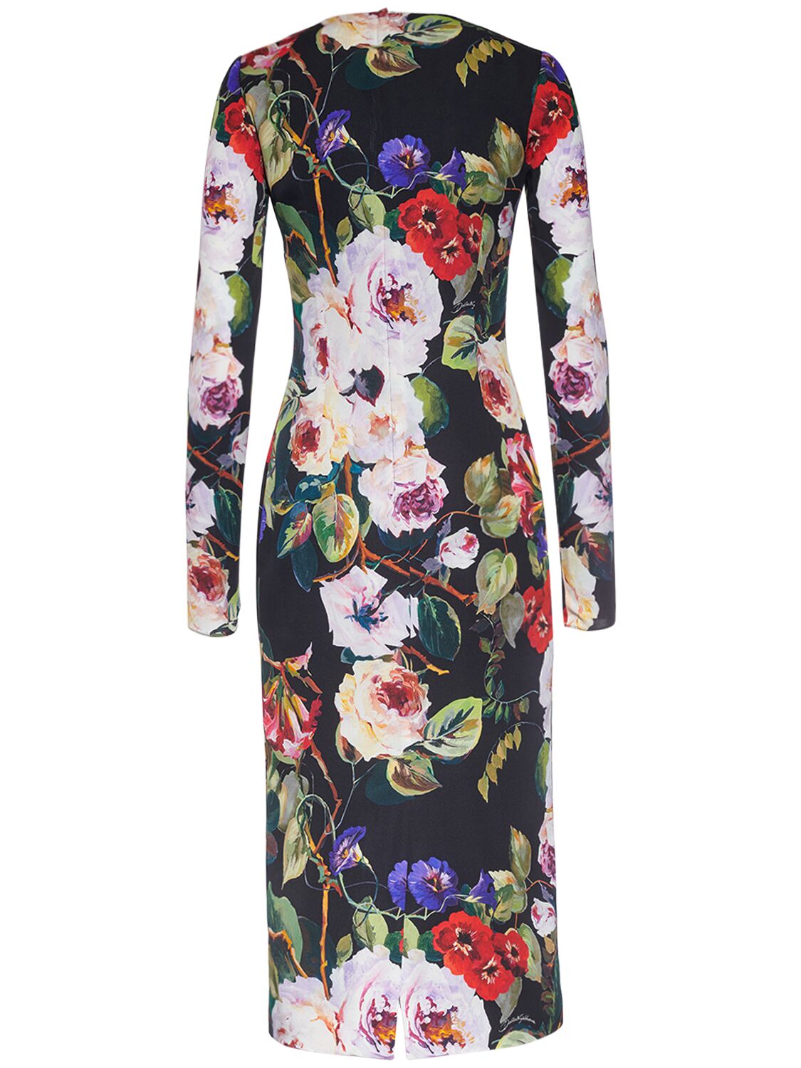 Shop Dolce & Gabbana Silk Charmeuse Flower Print Midi Dress In Bunt