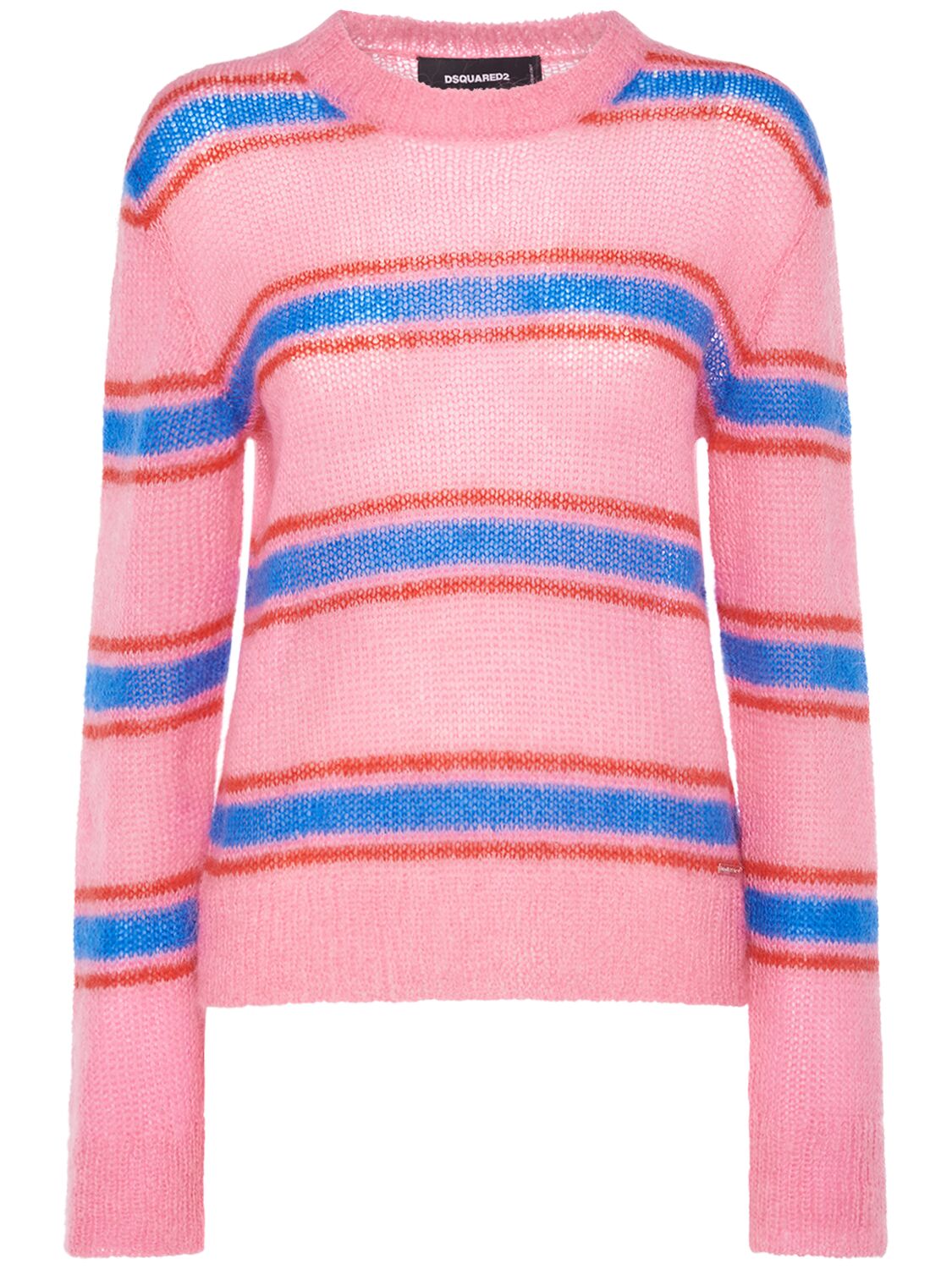 Image of Mohair Blend Striped Crewneck Sweater