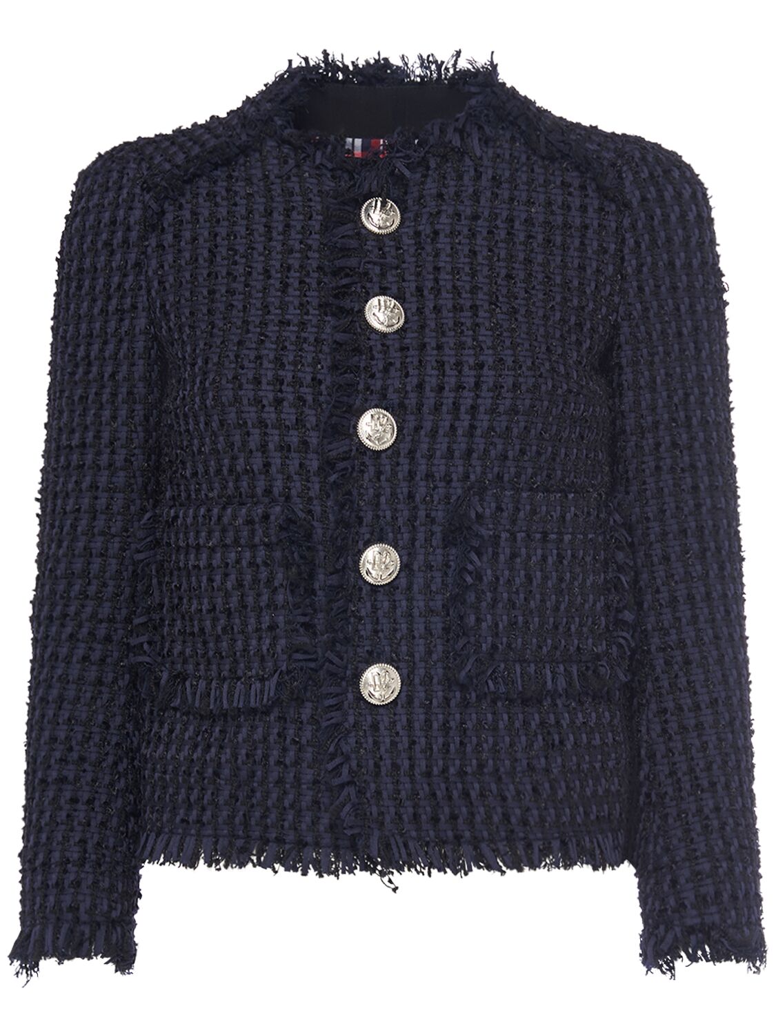 Image of Tweed Bouclé Collarless Jacket