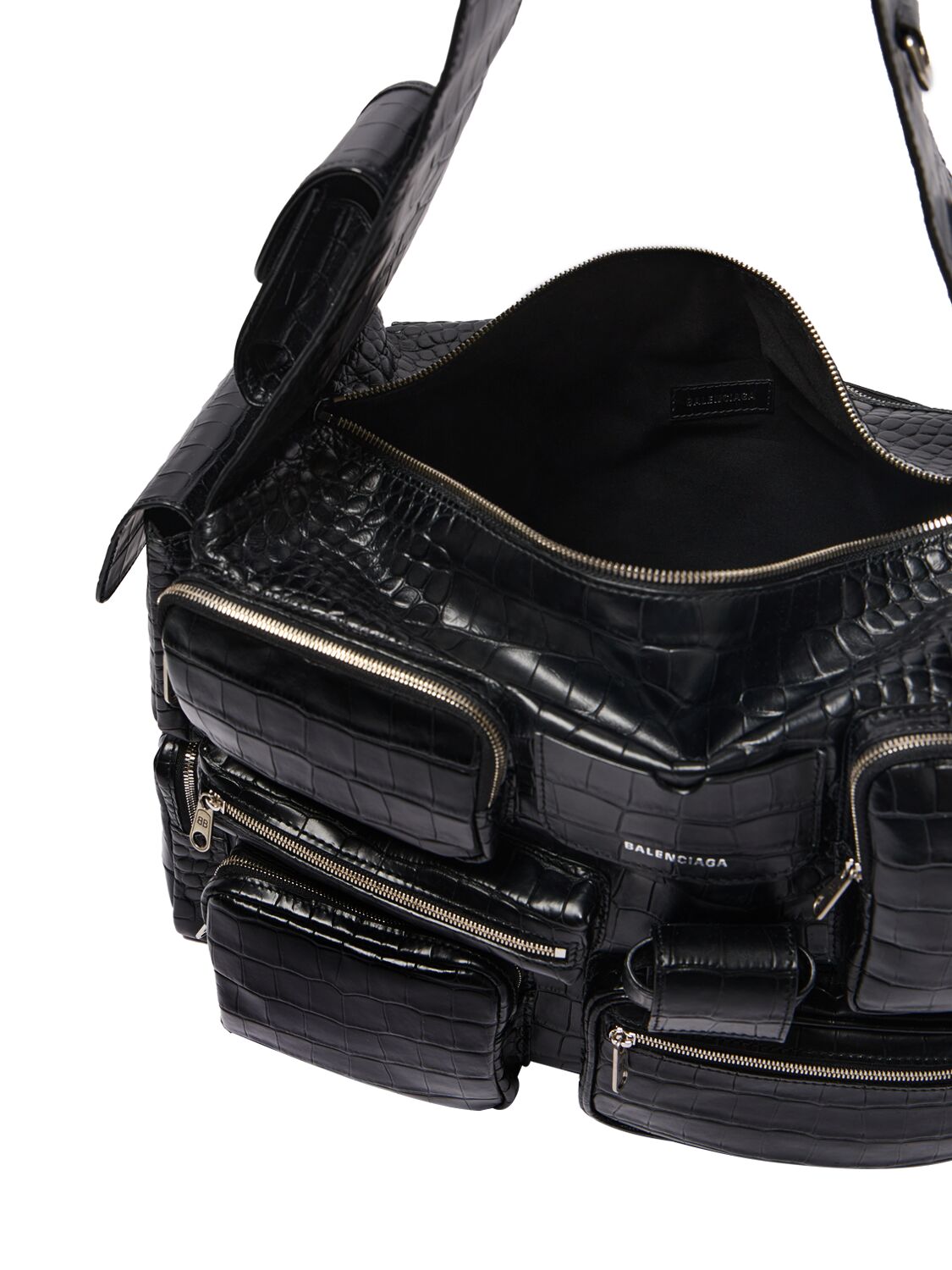 Shop Balenciaga Superbusy Leather Sling Bag In Black