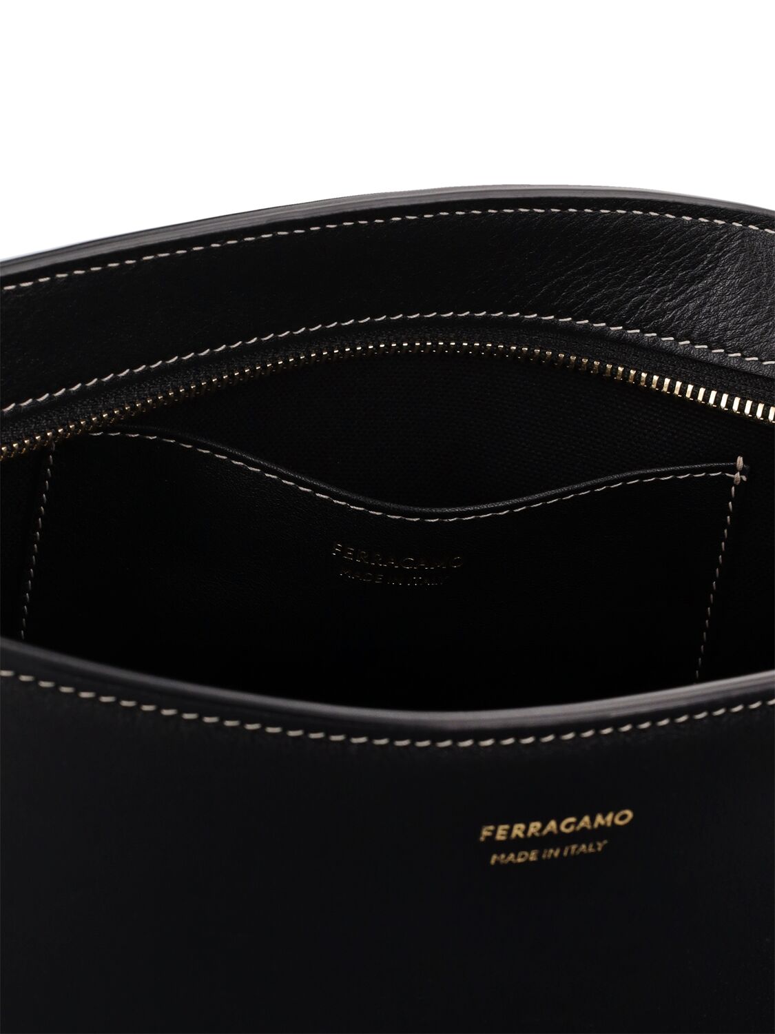 Shop Ferragamo Star Logo Leather Pouch In Black