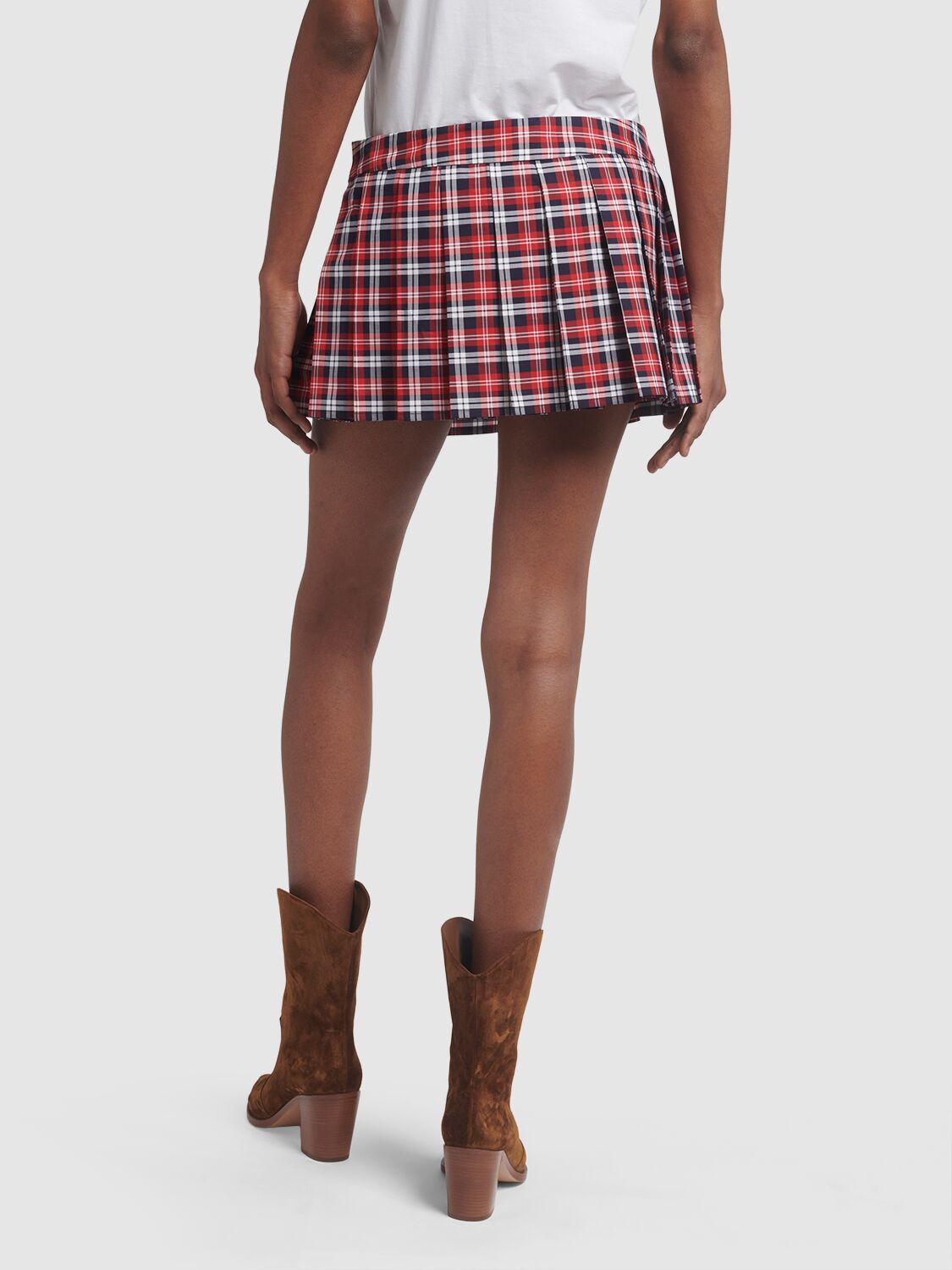 Shop Dsquared2 Plaid Cotton Mini Skirt W/ Zips In Multicolor