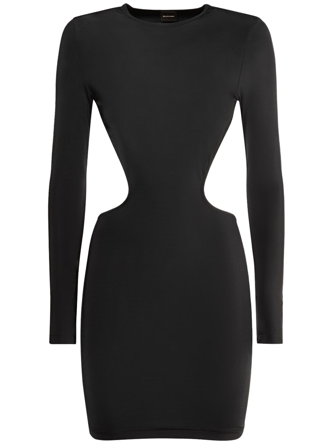 Shop Balenciaga Cut Out Nylon Blend Mini Dress In Black