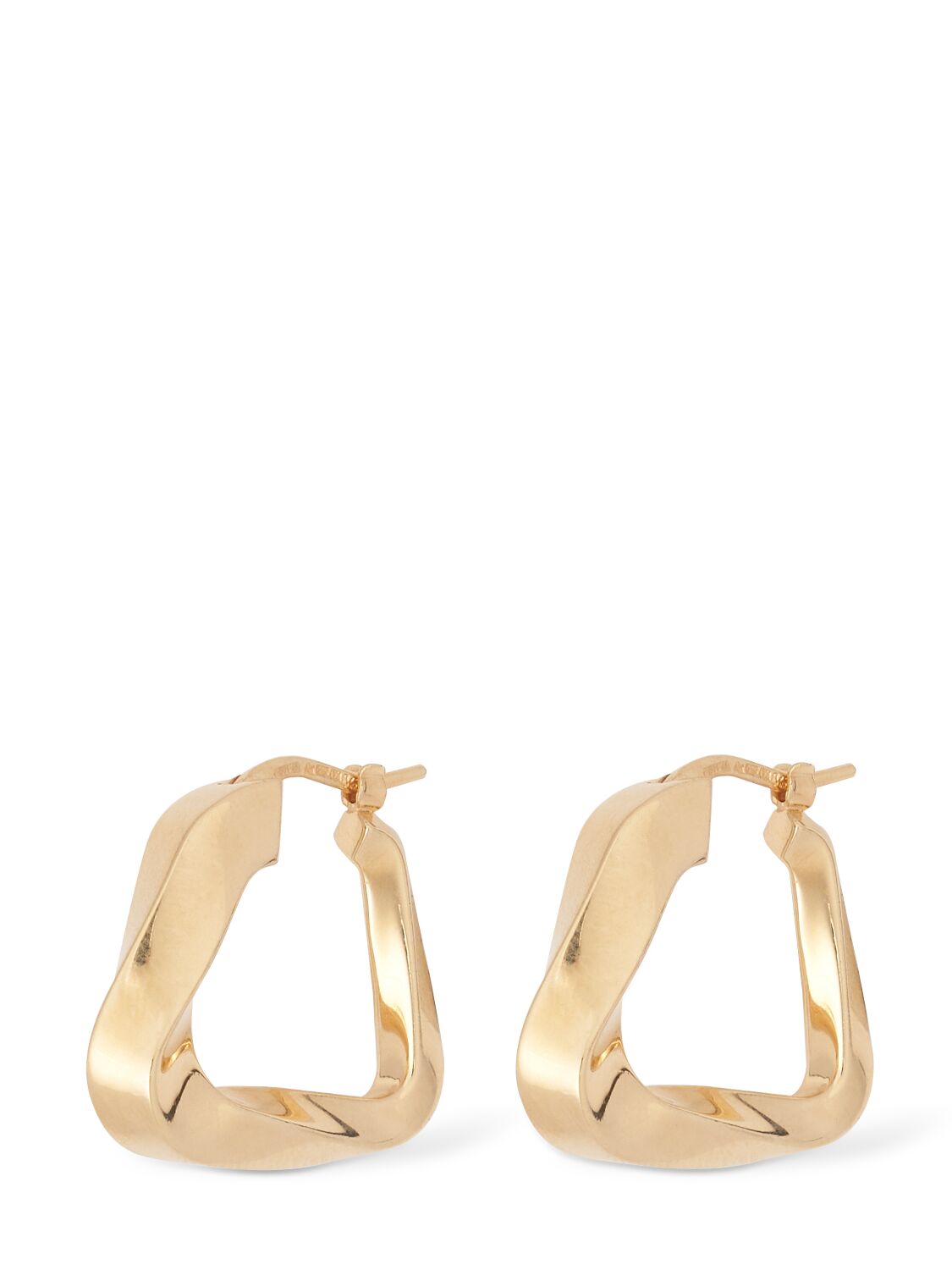 Shop Bottega Veneta Essentials Twist Triangle Hoop Earrings In Gold