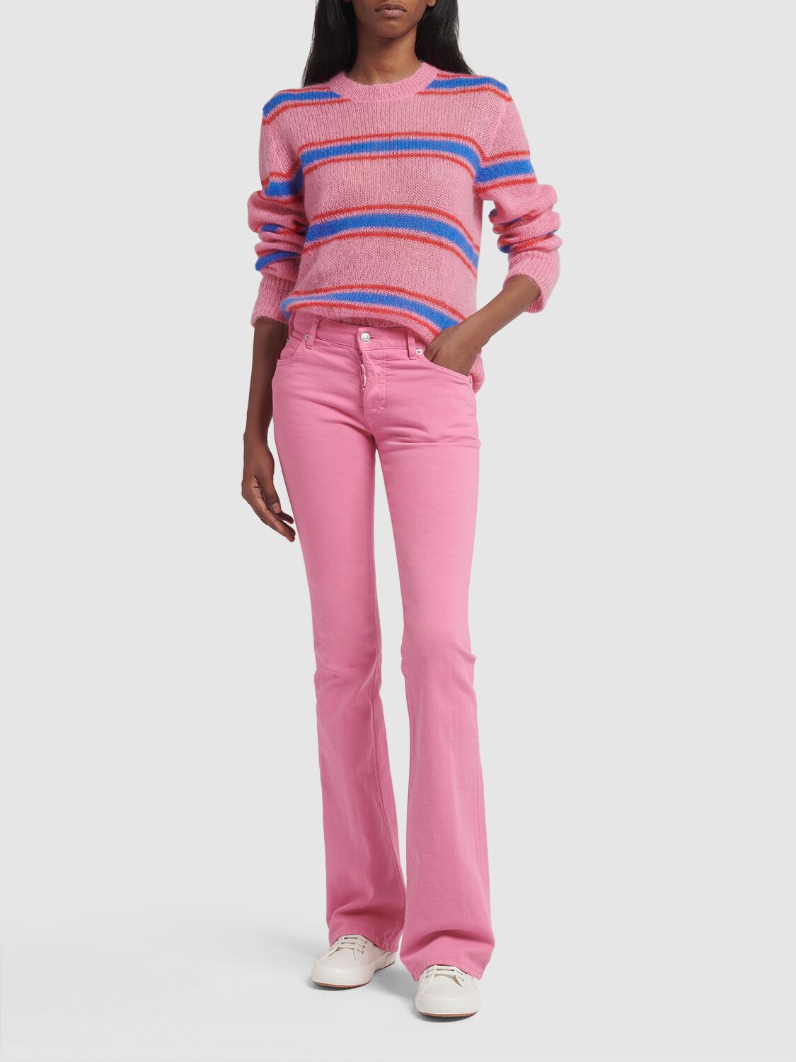 Shop Dsquared2 Denim Mid-rise Flared Jeans In Pink