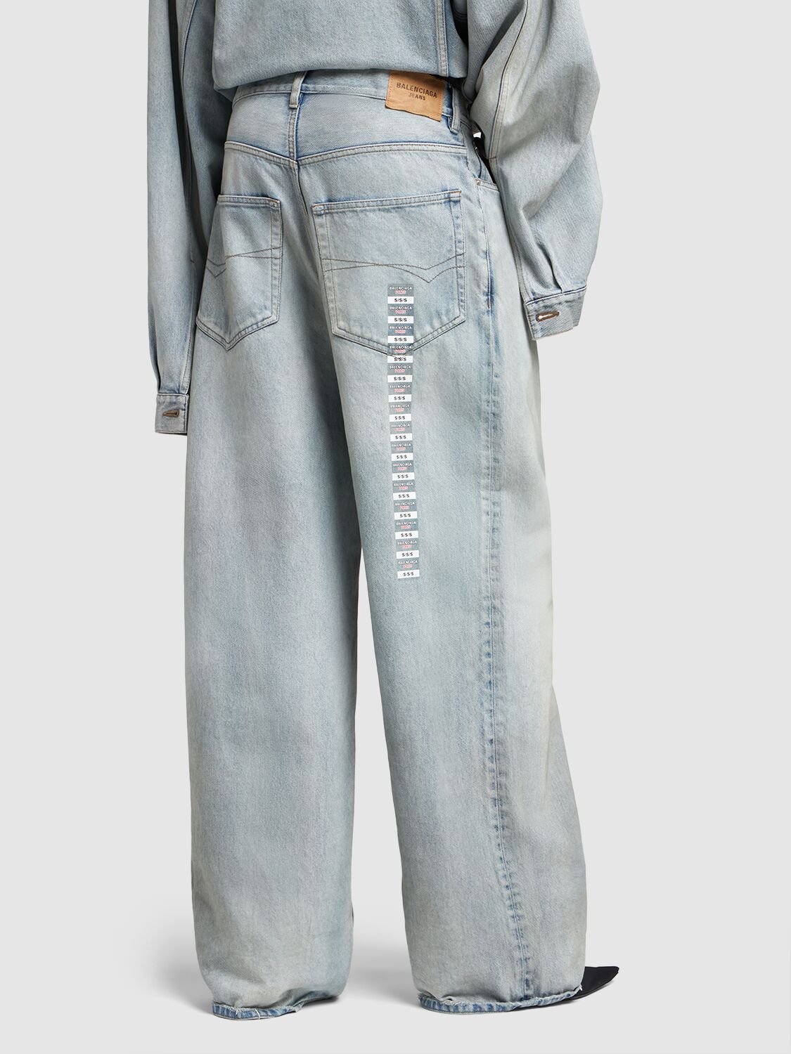 Shop Balenciaga Cotton Flared Jeans In Light Indigo
