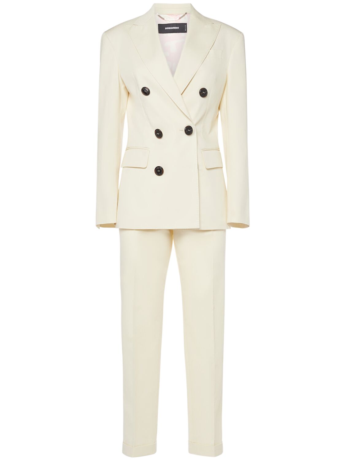 Dsquared2 Cotton Twill Suit In Ivory