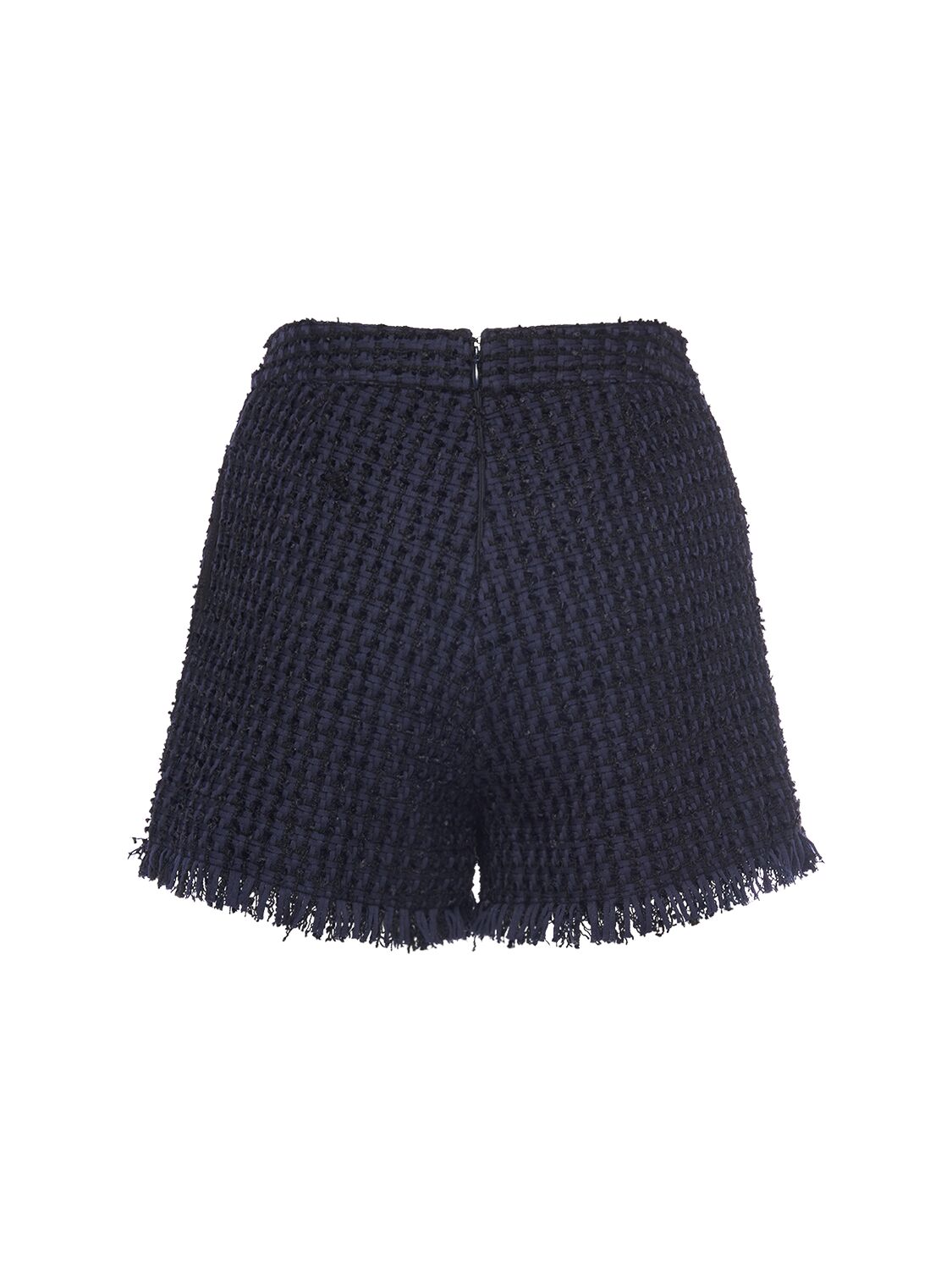 Shop Dsquared2 Tweed Bouclé High Rise Shorts In Black,navy