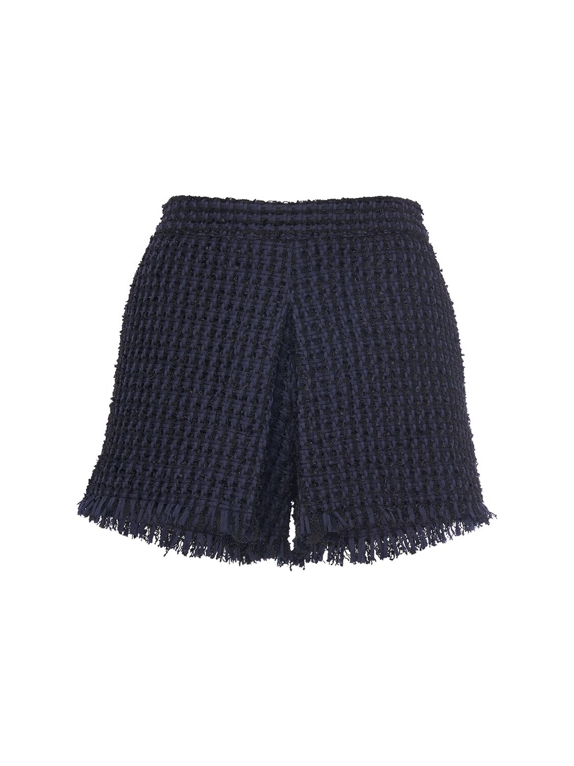 Dsquared2 Tweed Bouclé High Rise Shorts In Black,navy