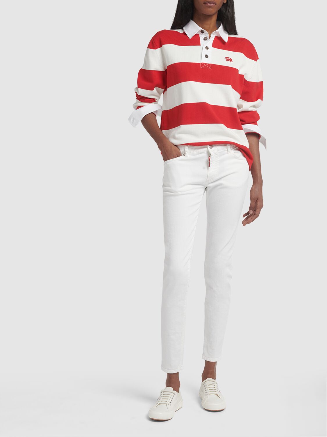 Shop Dsquared2 Twiggy Low Rise Denim Skinny Jeans In White