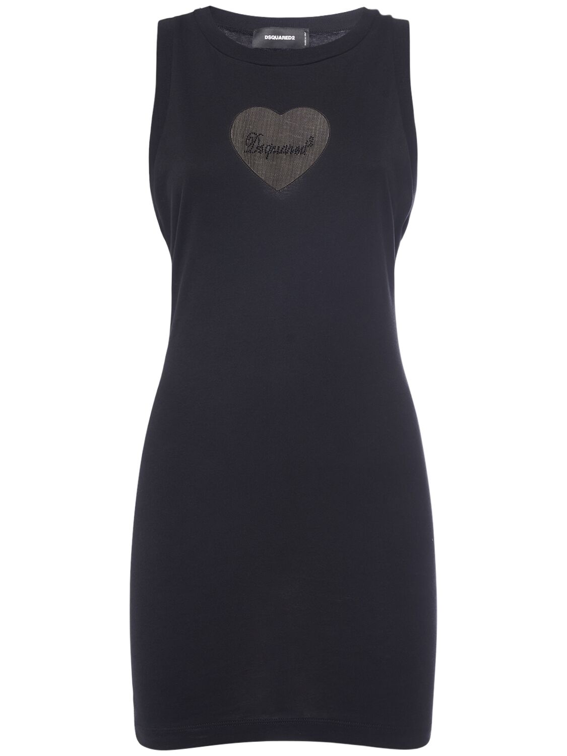 Dsquared2 Cotton Jersey Mini Dress W/logo Heart In Black