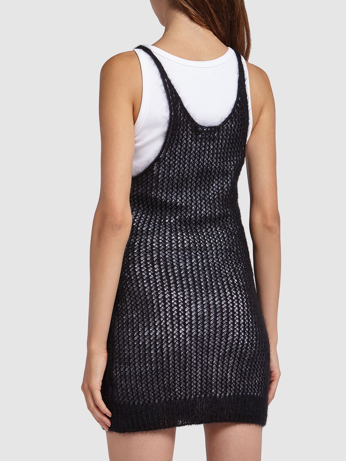 Shop Dsquared2 Layered Knit & Jersey Tank Dresses In Black,white