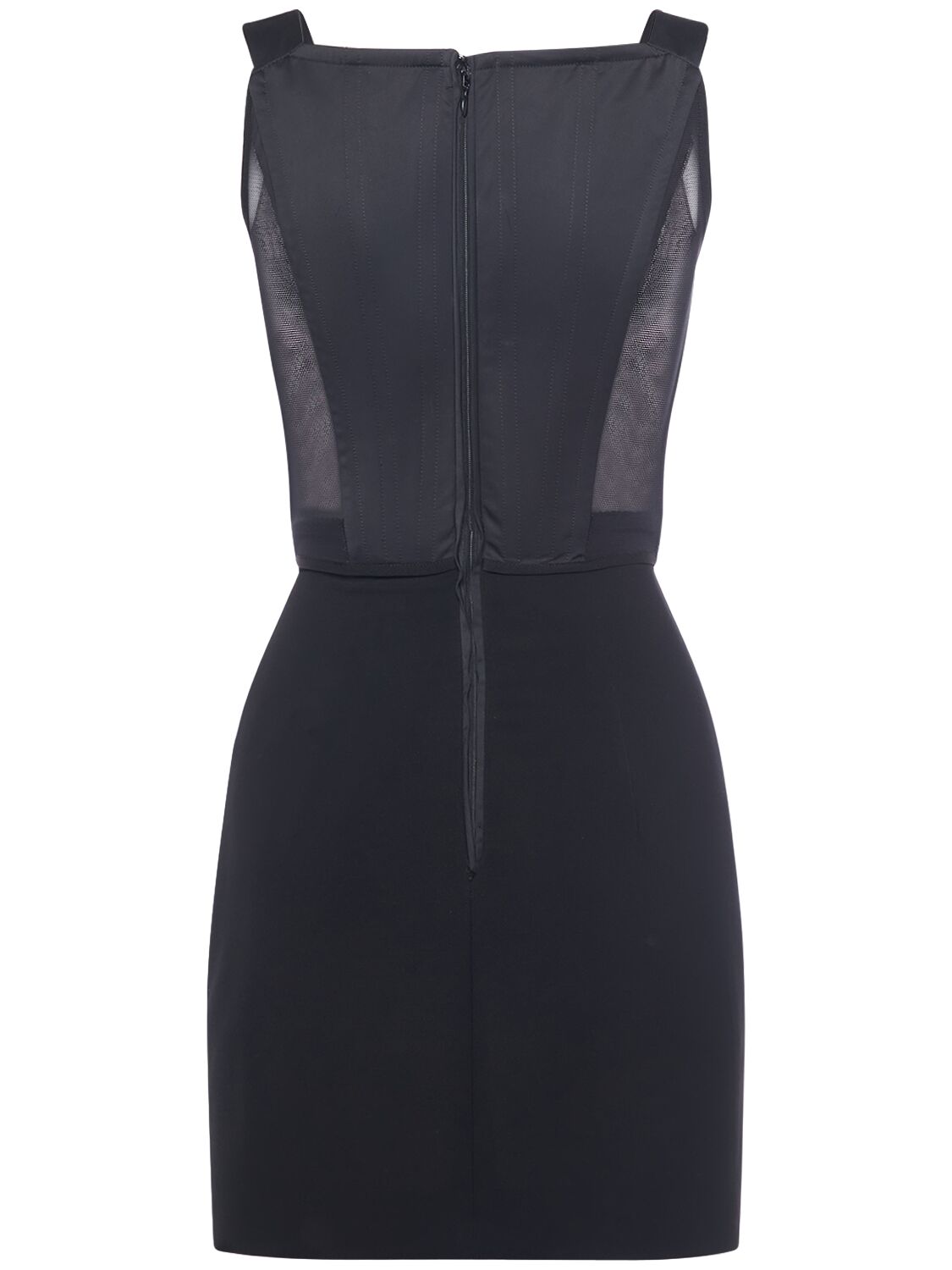 Shop Dsquared2 Crepe Cady Mini Corset Dress In Black