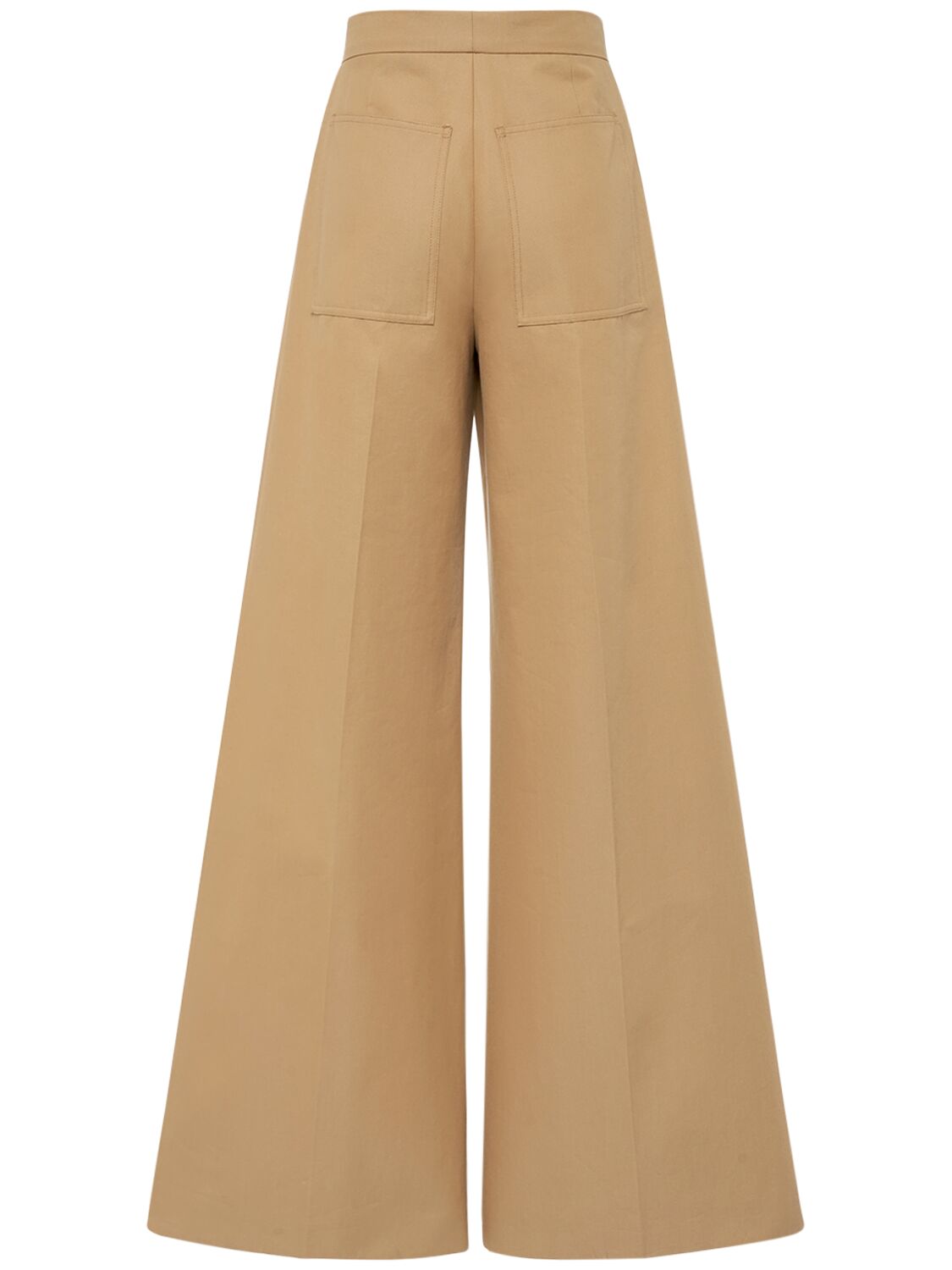 Shop Max Mara Corte Pleated Cotton Canvas Pants In Beige