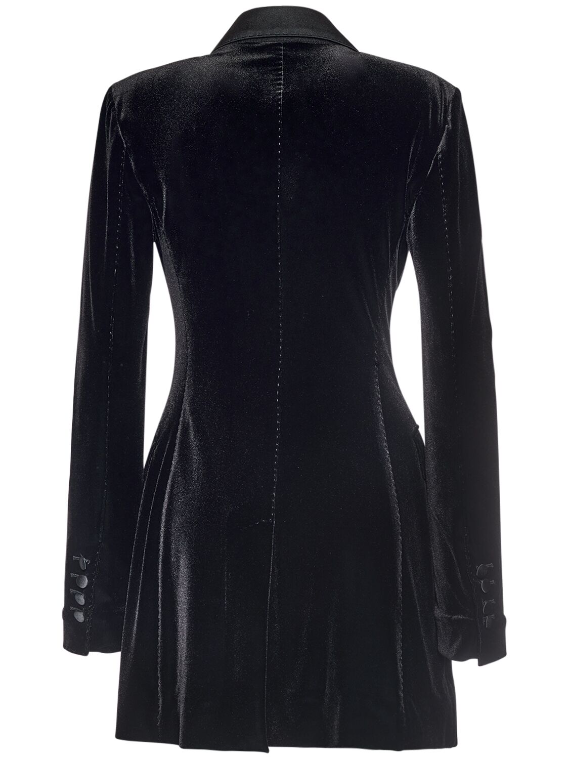 Shop Dolce & Gabbana Stretch Velvet Double Breasted Jacket In Black