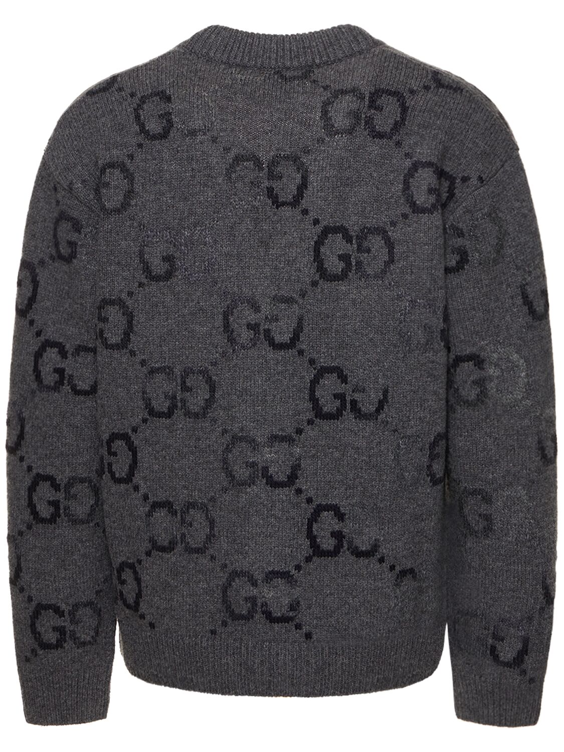 Shop Gucci Gg Wool Blend Cardigan In Grey
